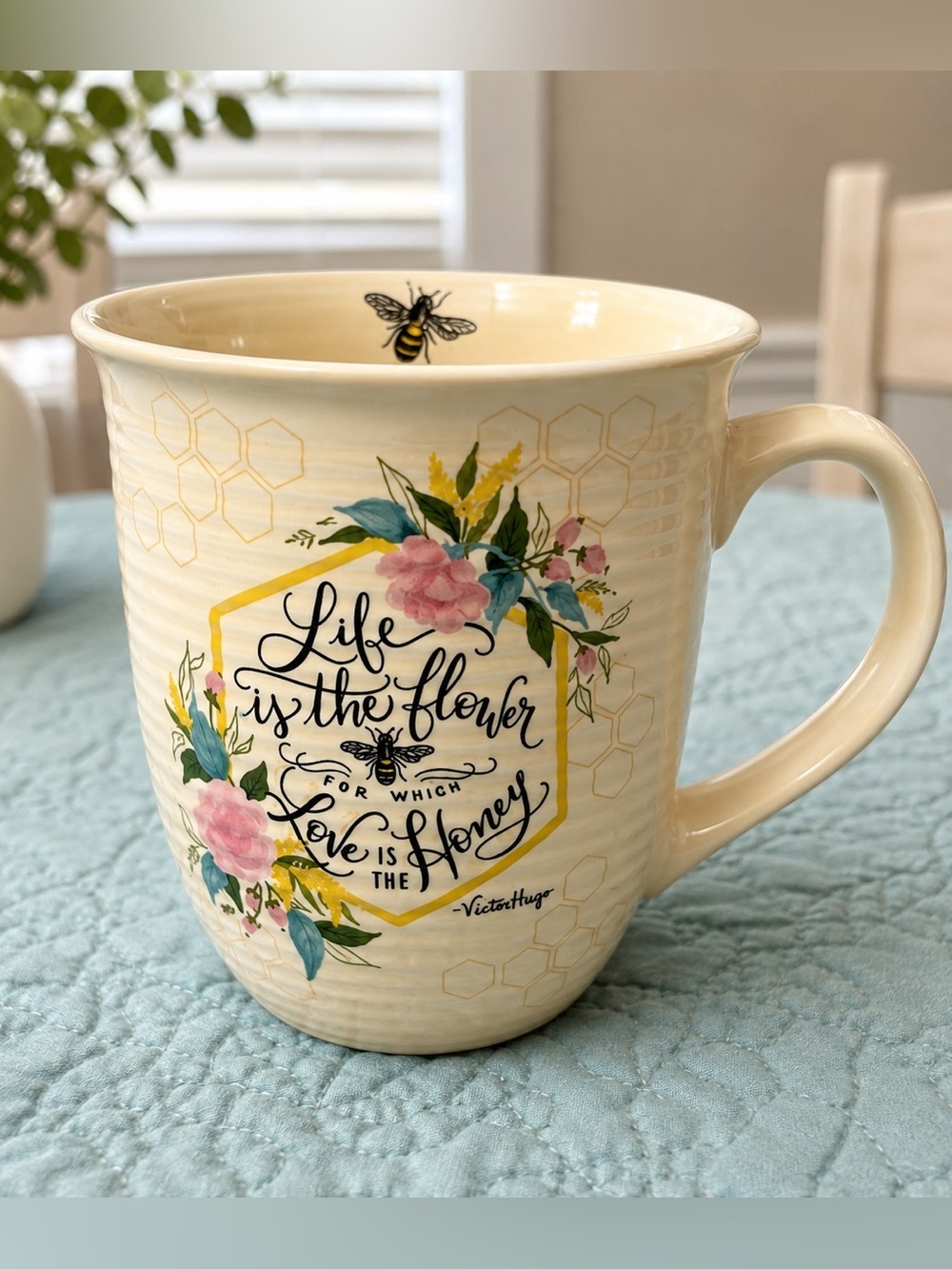 Madison Studio Bumble Bee and Flowers Coffee Cup/Mug. Victor Hugo.